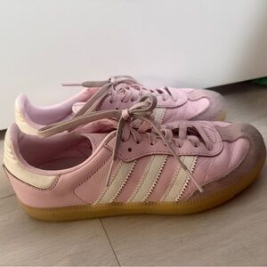 Adidas Women's Pink and Cream Samba Sneakers Sz 3